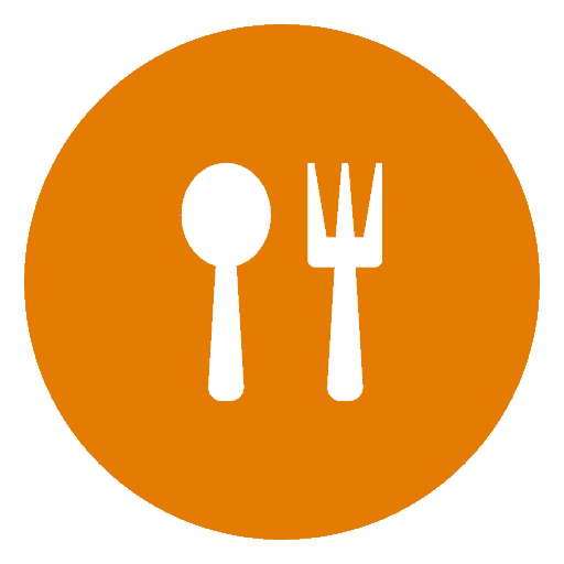 fork in orange circle